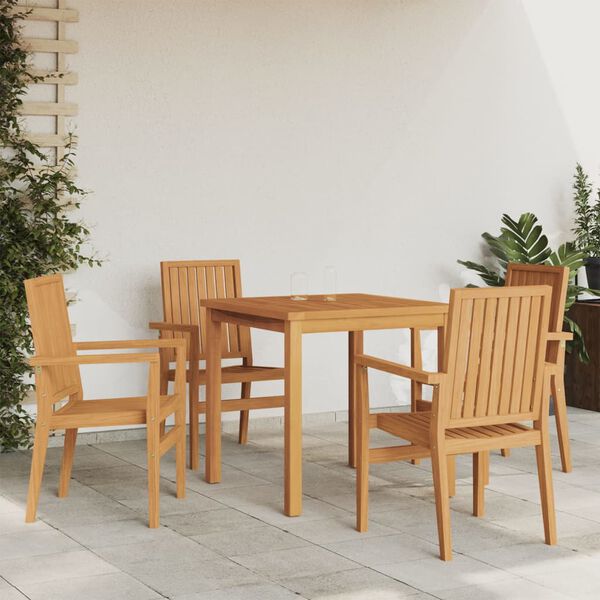 vidaXL 5 Piece Patio Dining Set Solid Wood Teak