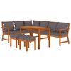 vidaXL Patio Dining Set Solid wood with dark gray cushions