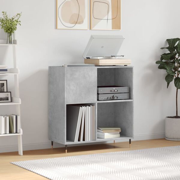 vidaXL Record Cabinet Concrete Gray Engineered Wood Medium
