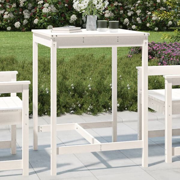 vidaXL Garden Table White Solid Pine wood Medium Durable Garden Table