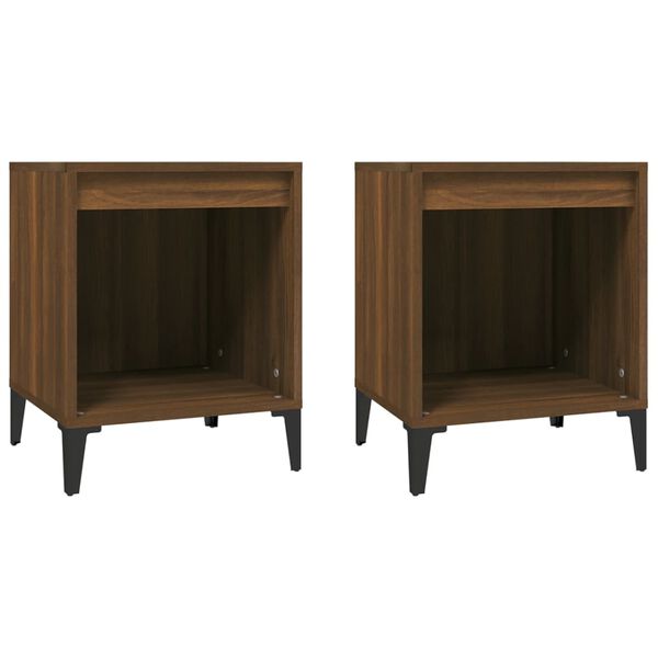 vidaXL Bedside Cabinet Set of 2 Brown Oak Engineered Wood