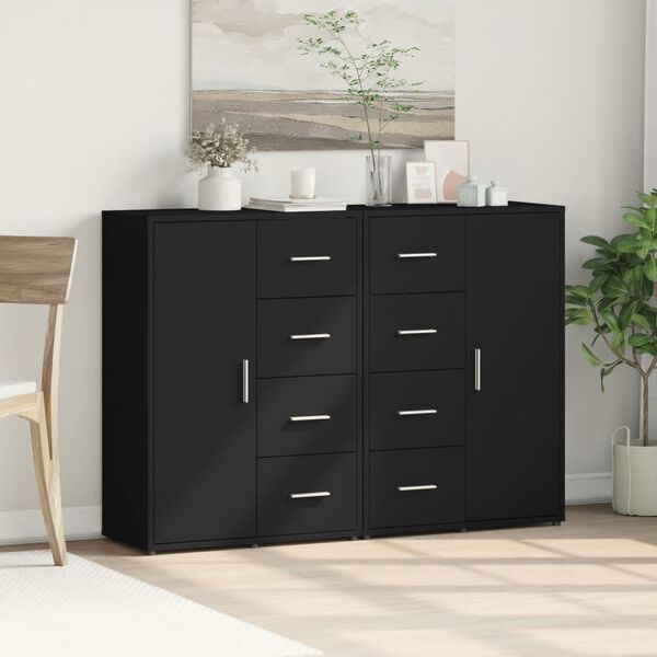 vidaXL Sideboard Black Engineered Wood Medium Sideboard Rectangular