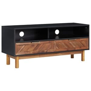 vidaXL TV Stand Matt black and dark brown Solid acacia wood, MDF, aluminum