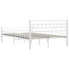 vidaXL Bed Frame White Metal frame with plywood slats Double Durable