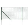 vidaXL Chain Link Fence with Spike Anchors Green 3.3x82.0'