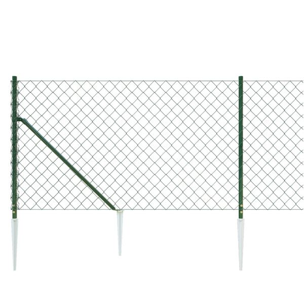 vidaXL Chain Link Fence with Spike Anchors Green 3.3x82.0'
