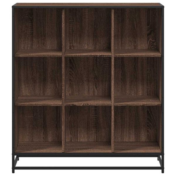 vidaXL Bookcase Brown Oak Engineered Wood and Metal Medium Bookcase