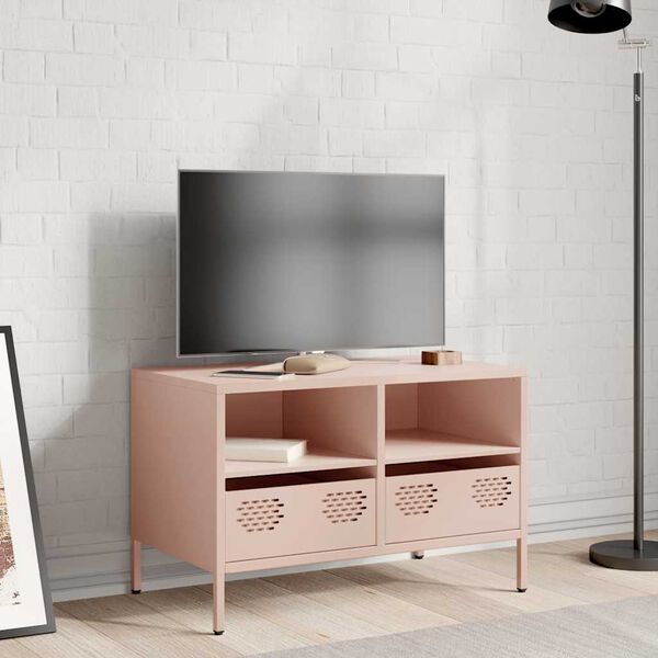 vidaXL TV Cabinet Pink Cold-rolled steel Medium TV Cabinet Rectangular