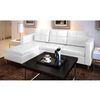 vidaXL Sofa White Faux Leather, Plywood, Pine Wood Slats, Chrome-plated Iron