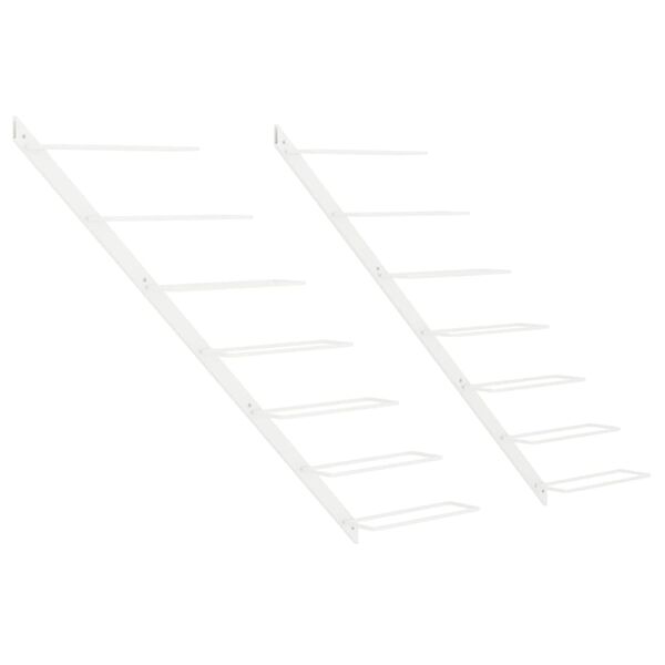 vidaXL Wall-mounted Wine Rack for 7 Bottles 2 pcs White Metal