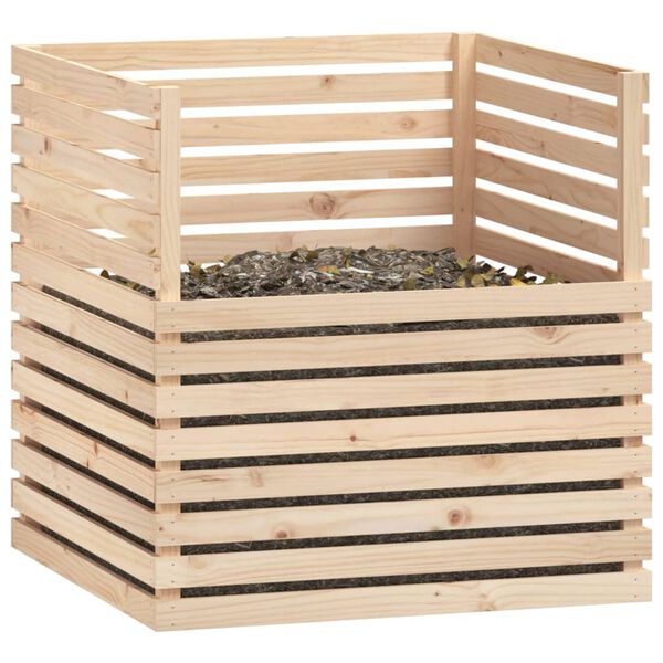 vidaXL Composter Natural Wood Solid Pine Wood 39.4 x 39.4 x 40.2 in