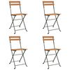 vidaXL Folding Bistro Chair Set of 4 Brown Solid Teak Wood One Size