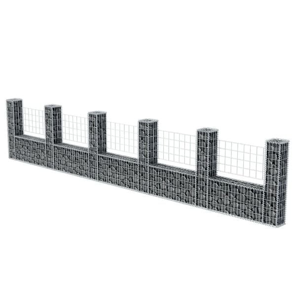 vidaXL Gabion Basket U-Shape Galvanized Steel 224.4"x7.9"x39.4"
