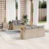 vidaXL Garden Sofa Set Beige PE rattan Large Adjustable Armrests