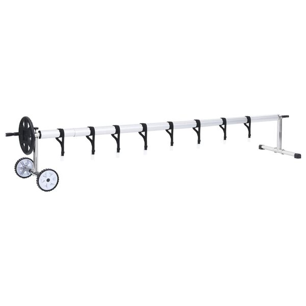 vidaXL Pool Cover Roller Black and silver Stainless steel, aluminum