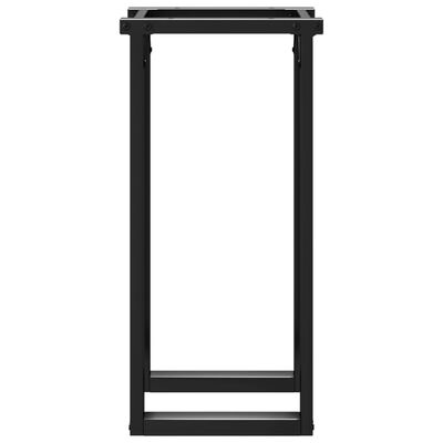 Complete black metal frame with legs and crossbars, no tabletop.