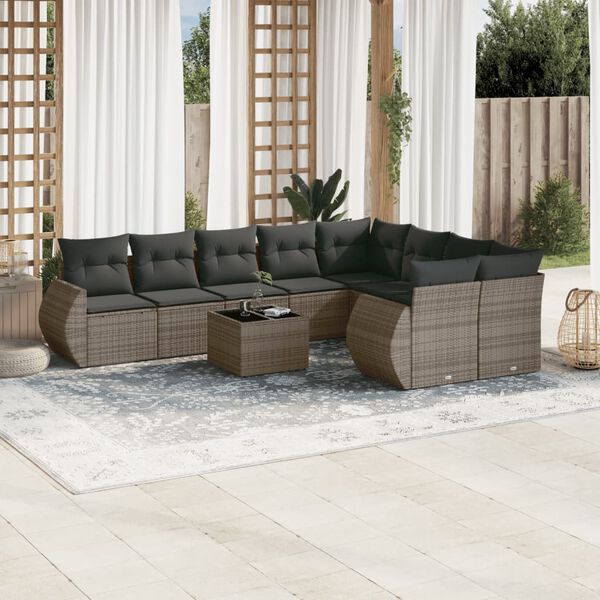 vidaXL Garden Sofa Set Grey, Dark Grey