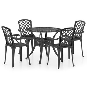 vidaXL Bistro Set Black Cast Aluminum Standard Durable Bistro Set