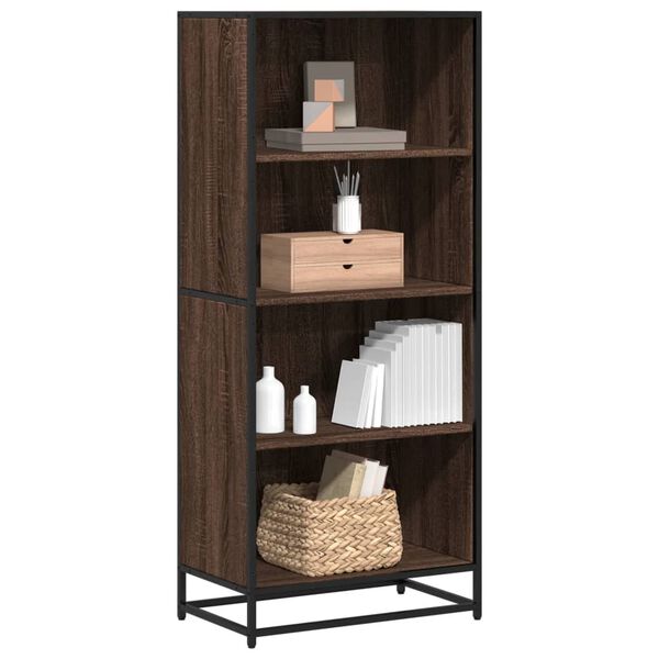 vidaXL Bookcase Brown oak Engineered wood, metal Medium Bookcase