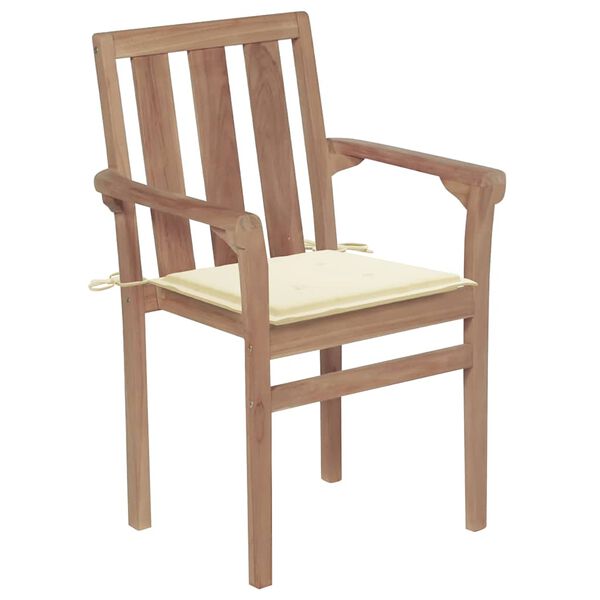 vidaXL Garden Chair Set of 2 Warm wood with cream cushions