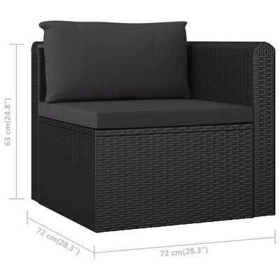vidaXL 2 Piece Patio Sofa Set with Cushions Poly Rattan Black