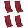 vidaXL Garden Chair Set of 4 Wine red Solid acacia wood; Polyester