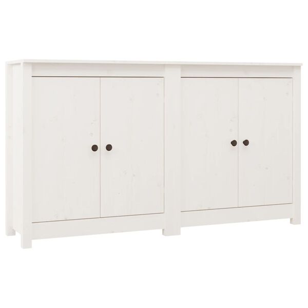 vidaXL Sideboard Set of 2 White Solid pine wood 27.6x13.8x31.5 in