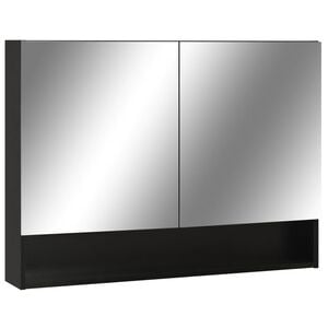 vidaXL Mirror Cabinet Black and silver MDF with melamine surface, glass