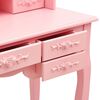 vidaXL Dressing Table with Stool and Tri-Fold Mirror Pink