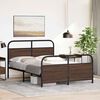 vidaXL Bed Frame Brown Oak Steel, Engineered Wood Full Bed Frame
