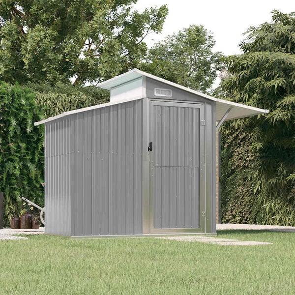 vidaXL Garden Shed Grey Galvanized Steel Large Garden Shed Rectangular