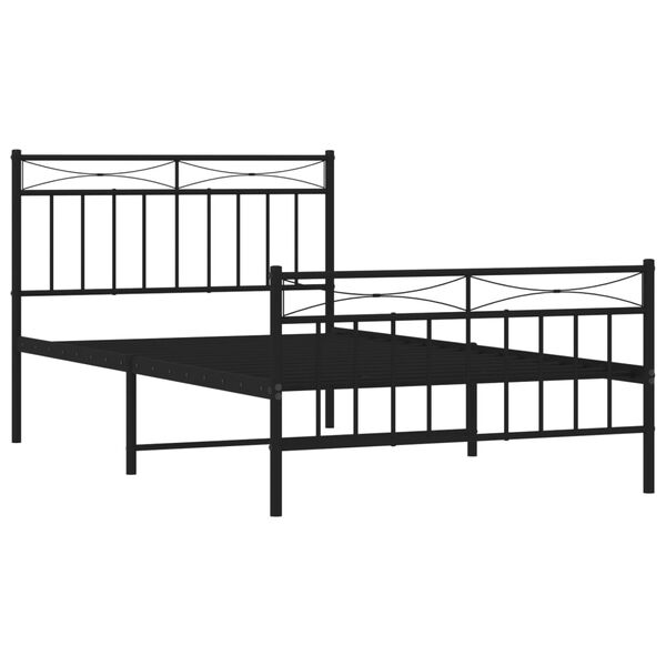 vidaXL Bed Frame Black Powder-coated Steel 42.1 x 79.9 in Bed Frame