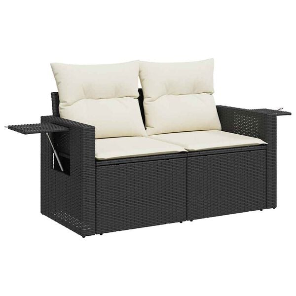 vidaXL Garden Sofa Set Black, Cream White