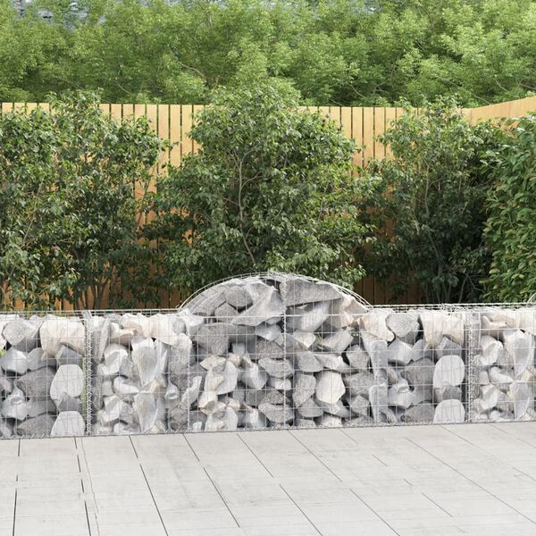 vidaXL Gabion Basket Set of 3 Silver Galvanized Iron