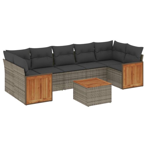 vidaXL Garden Sofa Set Grey PE rattan Large Adjustable Feet