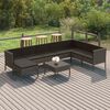 vidaXL Garden Lounge Set Grey PE rattan, powder-coated steel, polyester