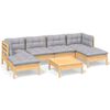 vidaXL Garden Lounge Set Grey Solid pine wood, 100% polyester Large