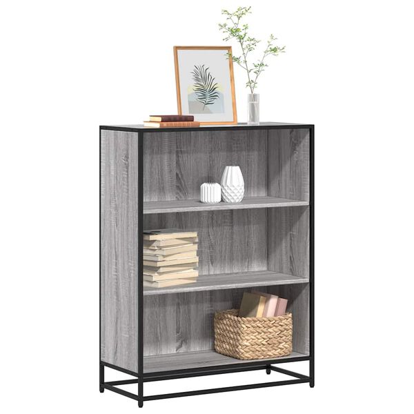 vidaXL Book Cabinet Grey Sonoma Engineered Wood and Metal Medium