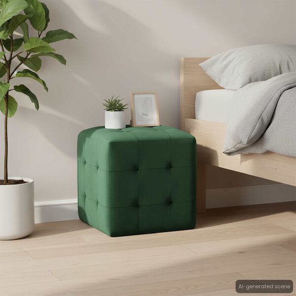 vidaXL Bedside Cabinet Set of 2 Green Velvet fabric, Wood