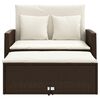 vidaXL Patio Sofa with Cushions 2-Seater Brown Poly Rattan