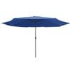 vidaXL Garden Parasol Azure Blue 100% polyester, metal Large Collapsible