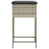 vidaXL Garden Bar Stool Light Grey PE Rattan Standard Removable Covers