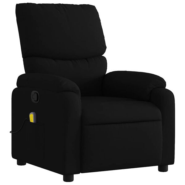 vidaXL Massage Recliner Chair Black Polyester Fabric, Metal, Plywood Large