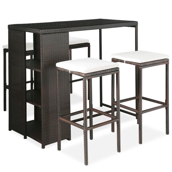 vidaXL Garden Bar Set Brown, Cream