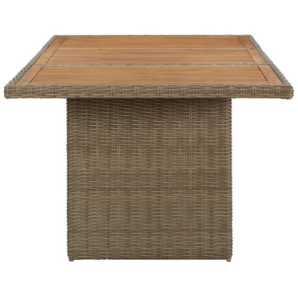 vidaXL Dining Table Brown PE Rattan Large Durable Dining Table