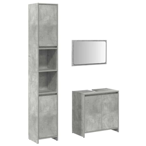 vidaXL Bathroom Furniture Set Concrete Gray Engineered Wood Medium