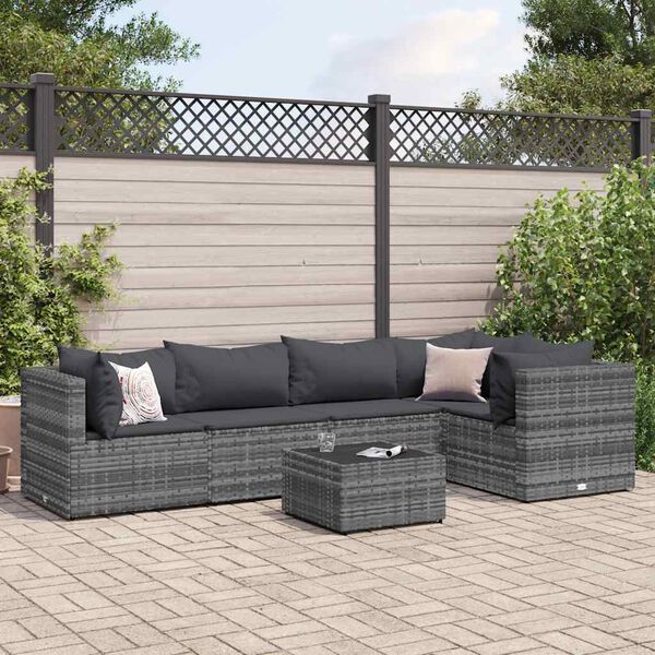vidaXL Patio Lounge Set Gray PE rattan 5 Piece Modular