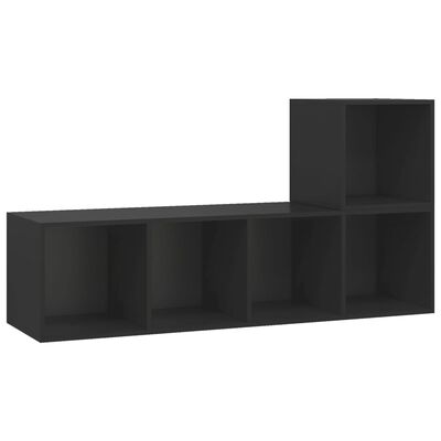 vidaXL 2 Piece TV Stand Set Black Engineered Wood