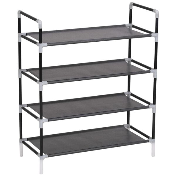 vidaXL Shoe Rack Black Metal Standard Shoe Rack Rectangular