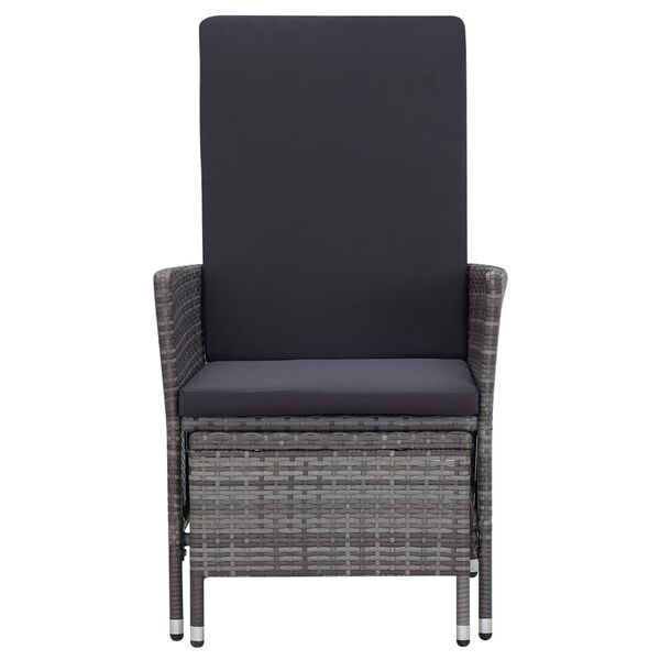 vidaXL Garden Furniture Set Gray PE rattan, powder-coated steel, polyester